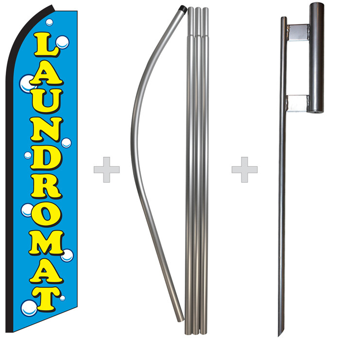 Laundromat 15&prime; Tall Swooper Flag & Pole Kit Feather Super Banner