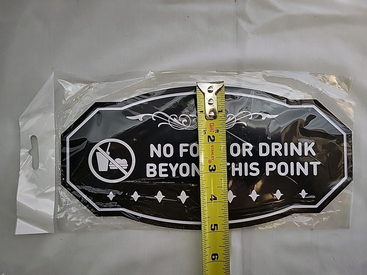 Victorian No Food Or Drink Beyond This Point Sign – Black/White – Large NEW