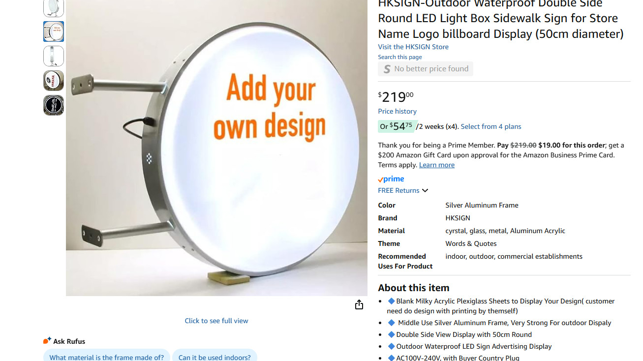 HKSIGN-Outdoor Waterproof Double Side Round LED Light Box Sidewalk Sign#3475GY4