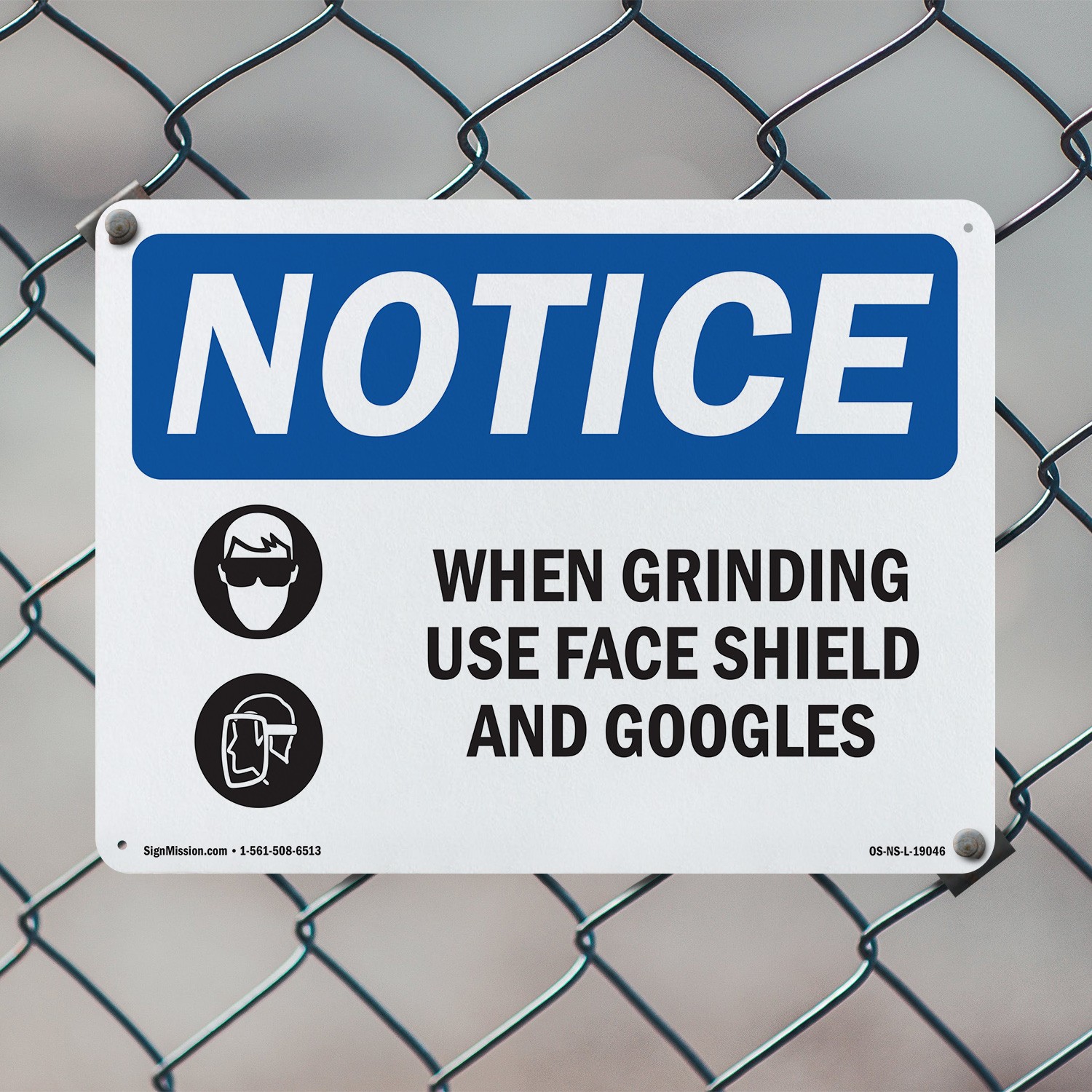When Grinding Use Face Shield OSHA Notice Sign Metal Plastic, Decal 5 or 10 Pack