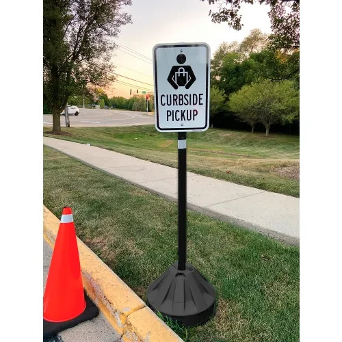 Plasticade Roll-A-Post Portable Sign Base, 18&Prime;, Plastic, Black 🔥New🔥