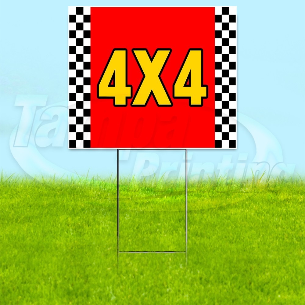 4X4 18×24 Yard Sign Car Truck Plastic Corrugated WITH STAKE USA YS00290