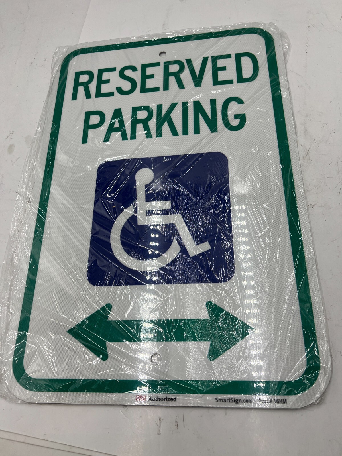 (QTY 2) SmartSign « Reserved Parking » Handicap Parking Sign Bi-Arrow 12&Prime; x 18&Prime;