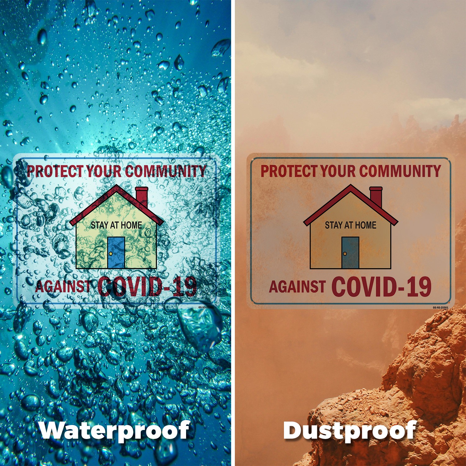 Protect Your Community Against COVID-19 Public Safety Sign, Decal 5 or 10 Pack