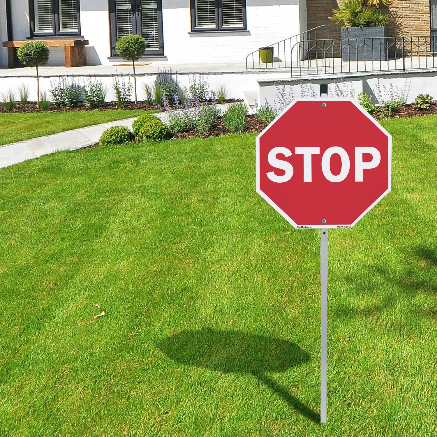 Stop Octagon Sign With Stake Weather Resistant UV Protected for Workplace