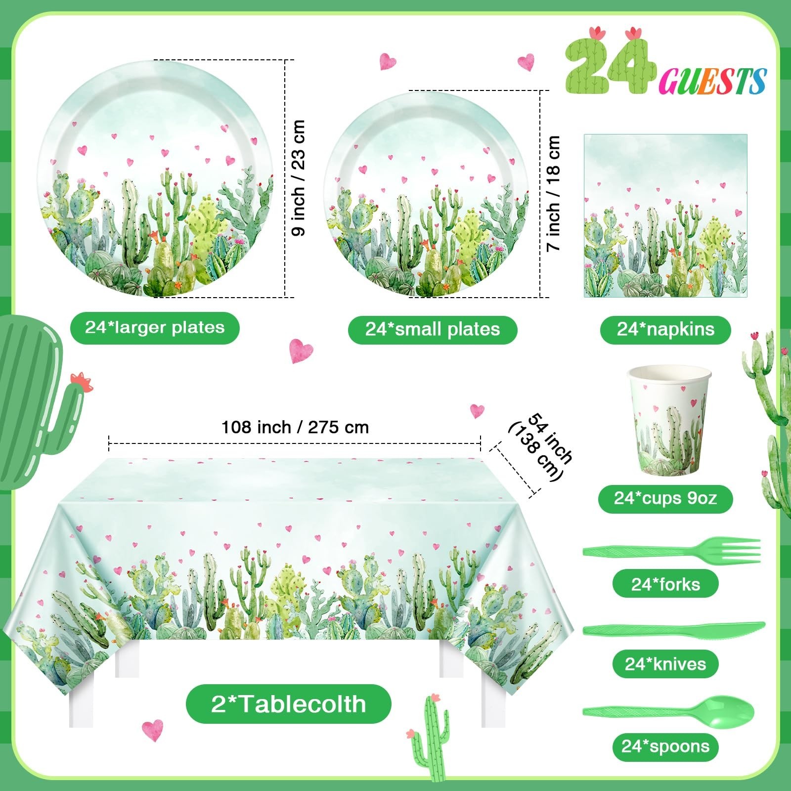 170 Pcs Cactus Party Decorations Supplies 24 Guest Cactus Party Set Disposabl…