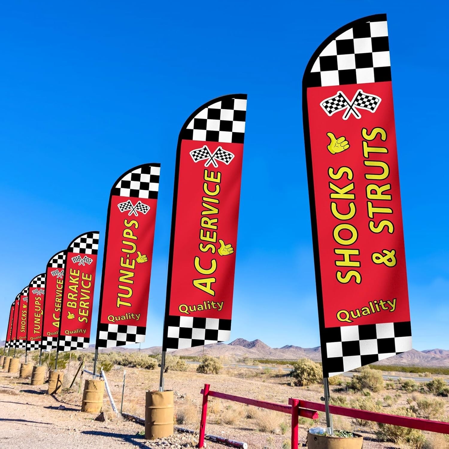 Weather Resistant Feather Flags for Business – 15ft Height & Easy Setup, 4 Pack