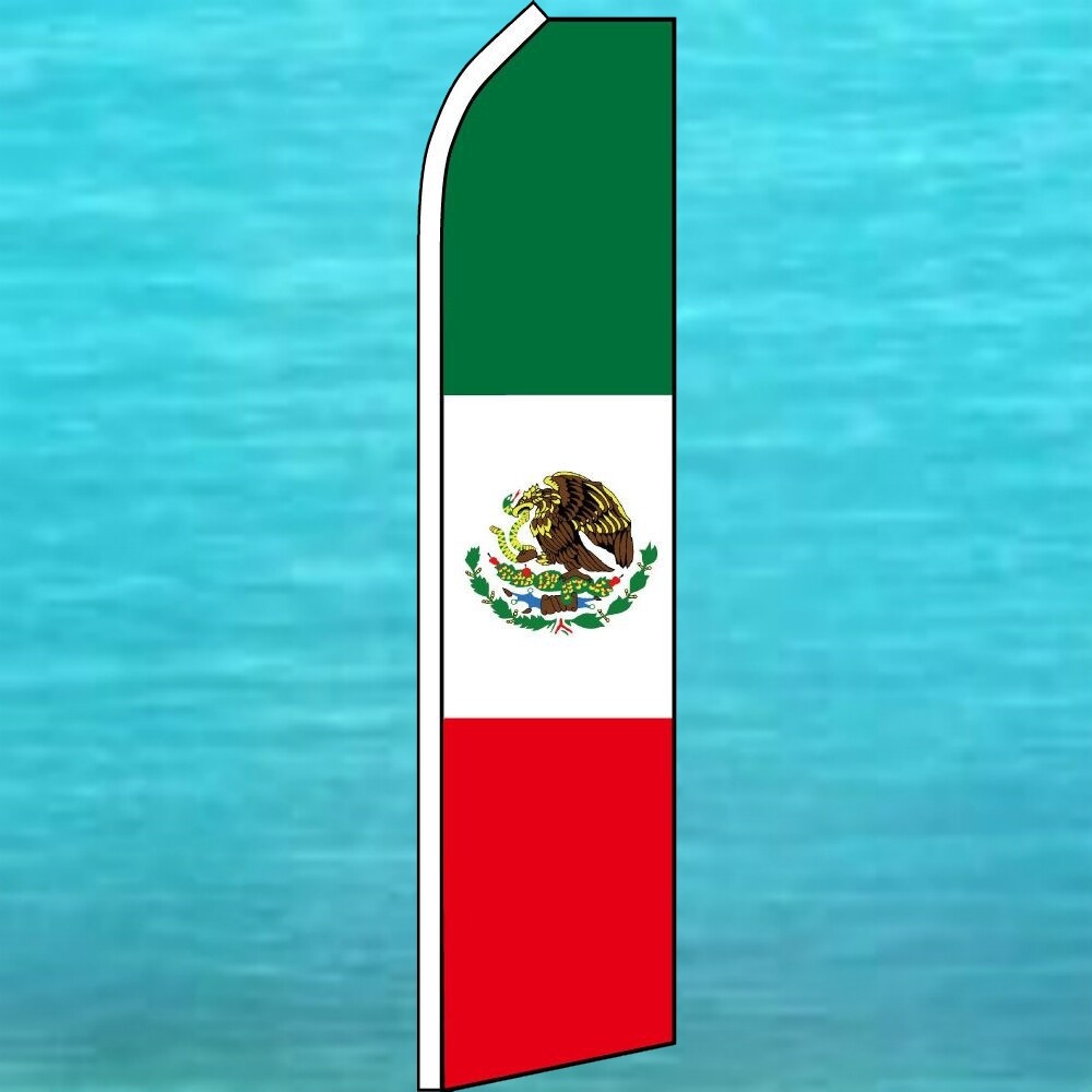 COUNTRY OF MEXICO MEXICAN FLUTTER FLAG Tall Curved Top Feather Swooper Banner