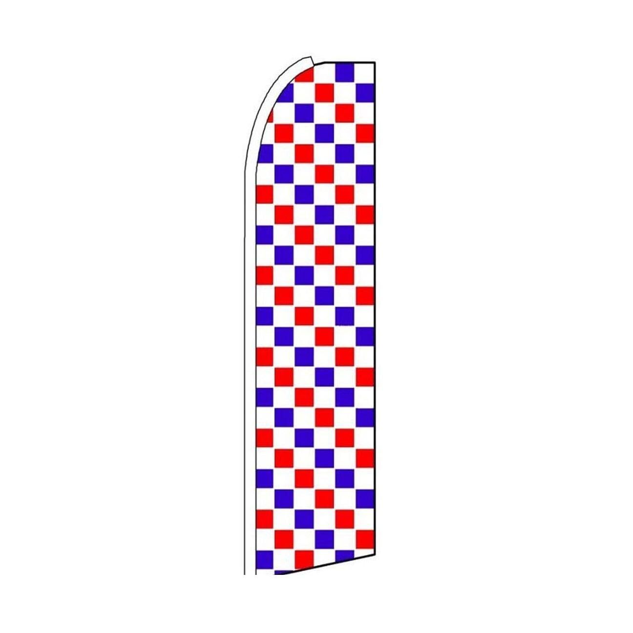 Red, Blue & White Checkered Swooper Flutter Feather Flag | 3ft W x 11.5ft Tall