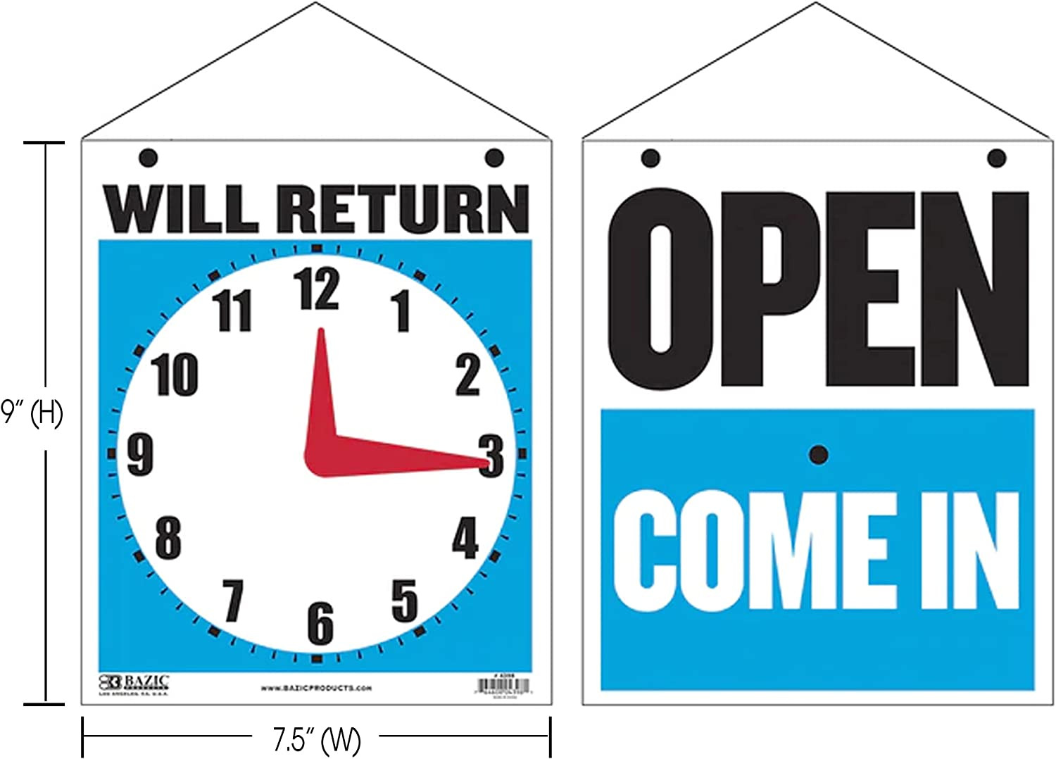 Open Sign 7.5&Prime;X9&Prime;, Clock Will Return Will Be Back, Double Sides Plastic Vinyl Si
