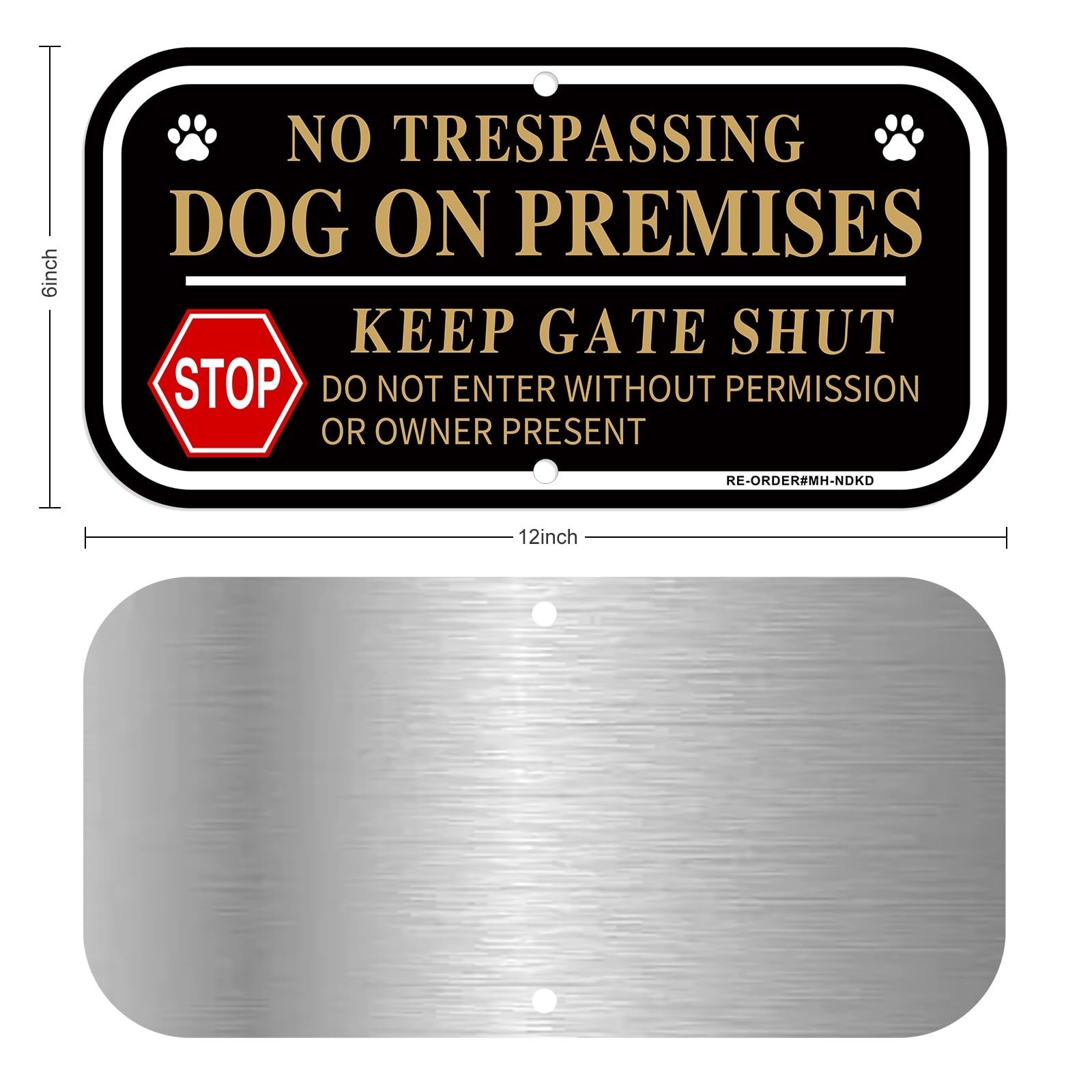 No Trespassing Dog On Premises Signs, 2 Pack Dog On Premises Keep Gate Shut S…