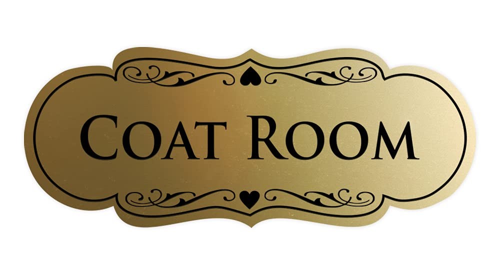 Designer Coat Room Sign Brushed Gold Large Door Wall Office Marker Plaque