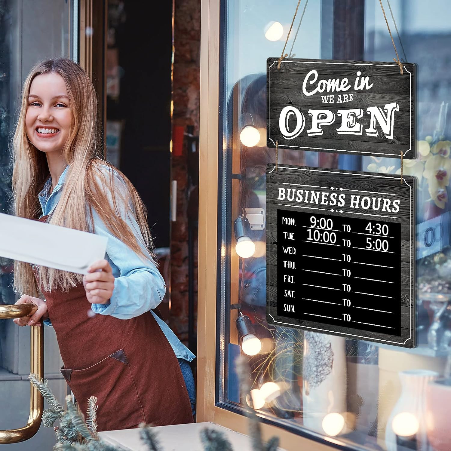 Business Hours Sign Store Hours Sign Hanging Open and Closed Signal Double Sided