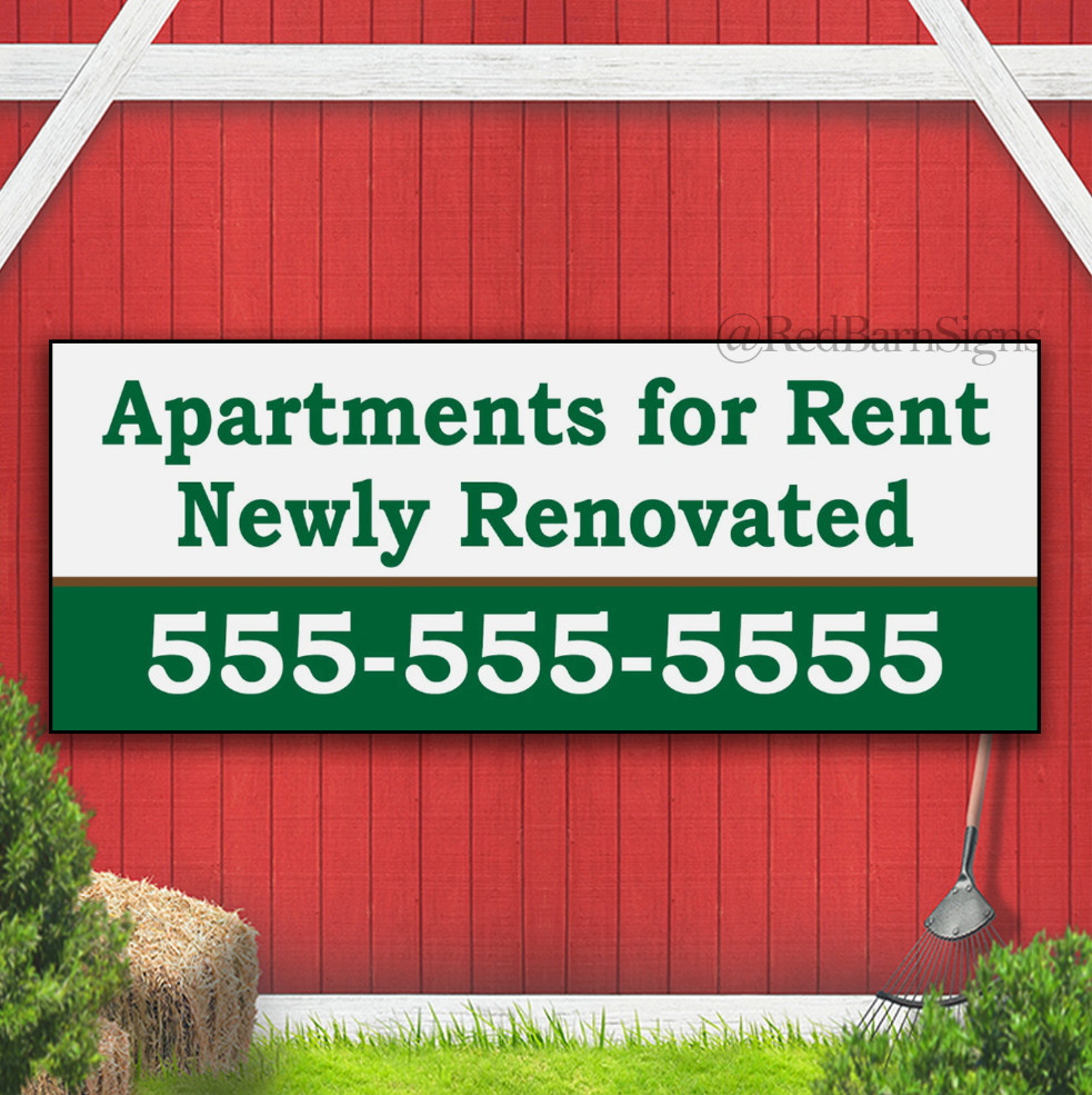 Apartments For Rent Newly Renovated Indoor Outdoor Banner Sign with grommets