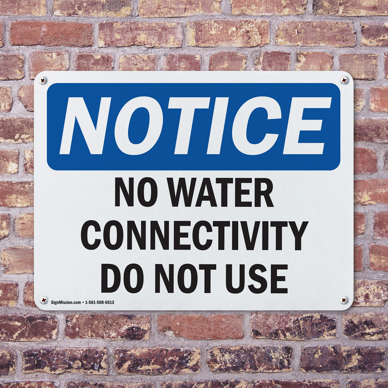 (2 Pack) No Water Connectivity Do Not Use OSHA Notice Sign Decal Metal Plastic