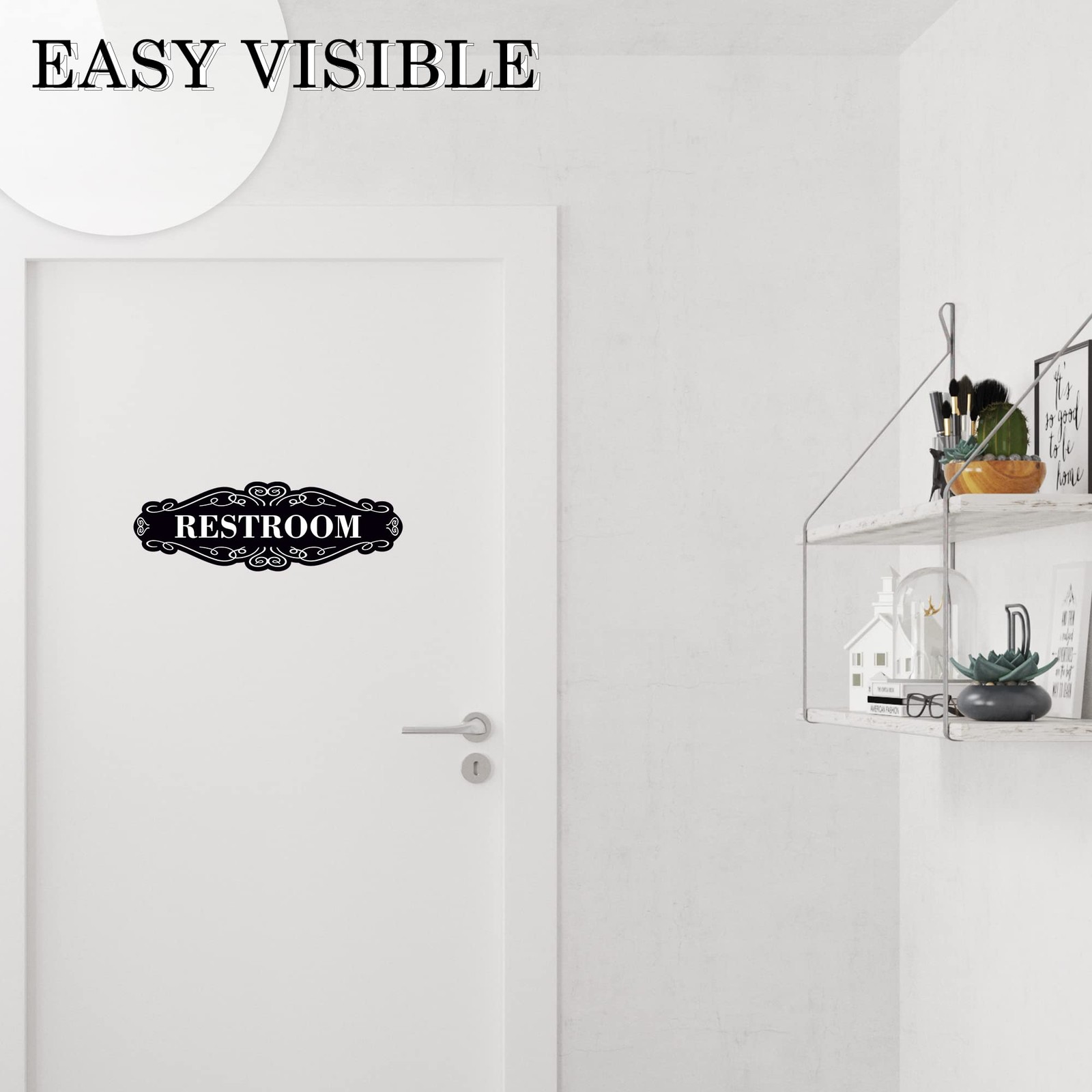 Restroom Sign for Door 9×3 Dibond Self-Adhesive Unisex Bathroom Sign Modern
