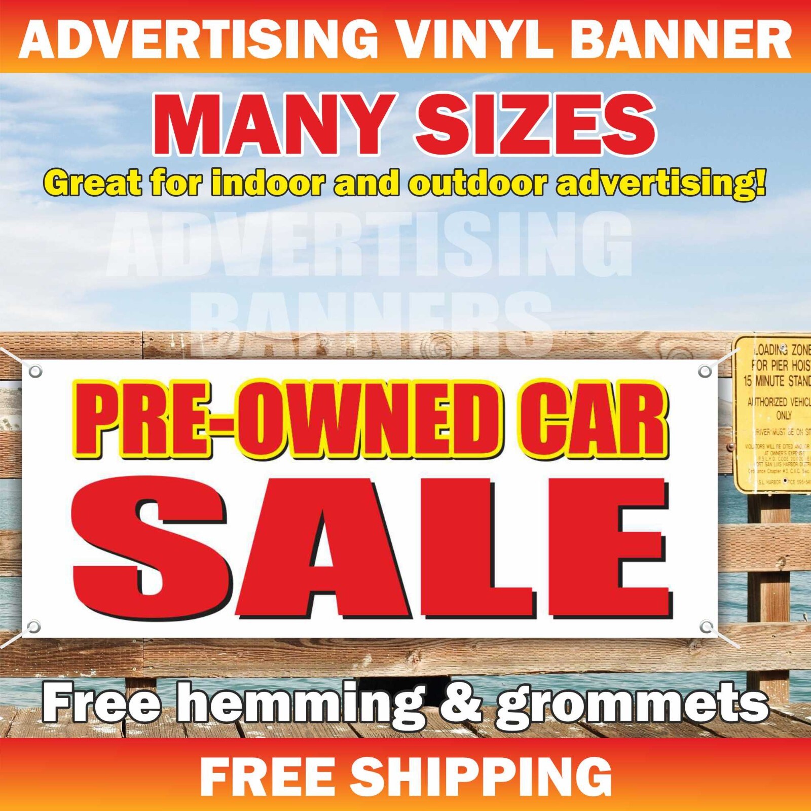 PRE-OWNED CAR SALE Advertising Banner Vinyl Mesh Sign Used AUTOS USADOS Service