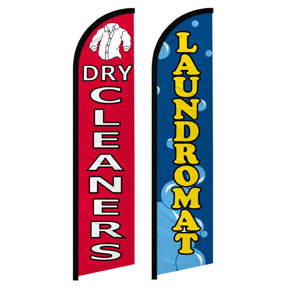 Laundromat Windless Advertising Swooper Flag Dry Cleaners
