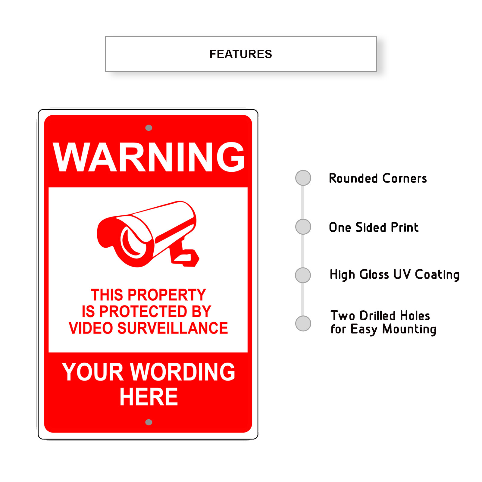 Custom Sign Warning This Protected Property Your Text Words Aluminum Metal Sign