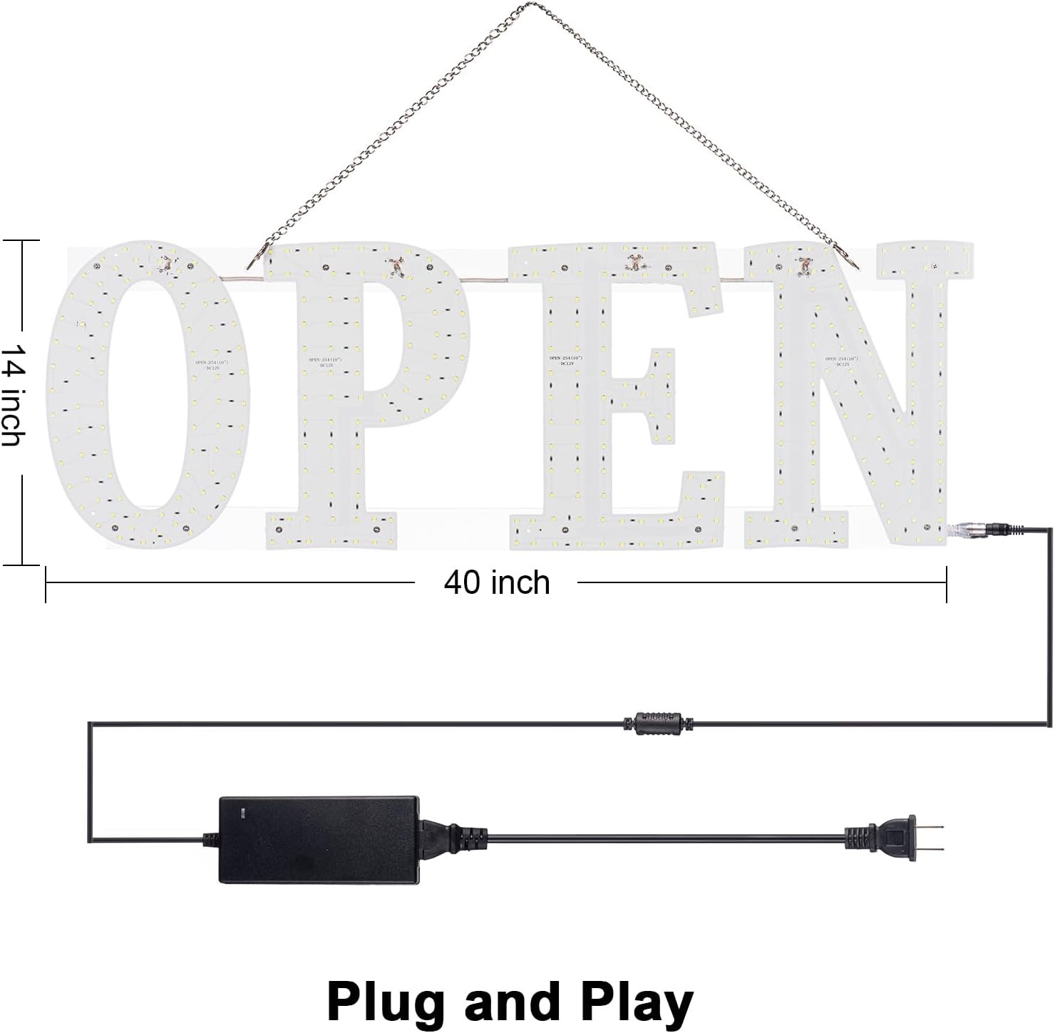 40&Prime;X14&Prime; Extra Large LED Open Signs for Business with Remote Controlled, 10 Level