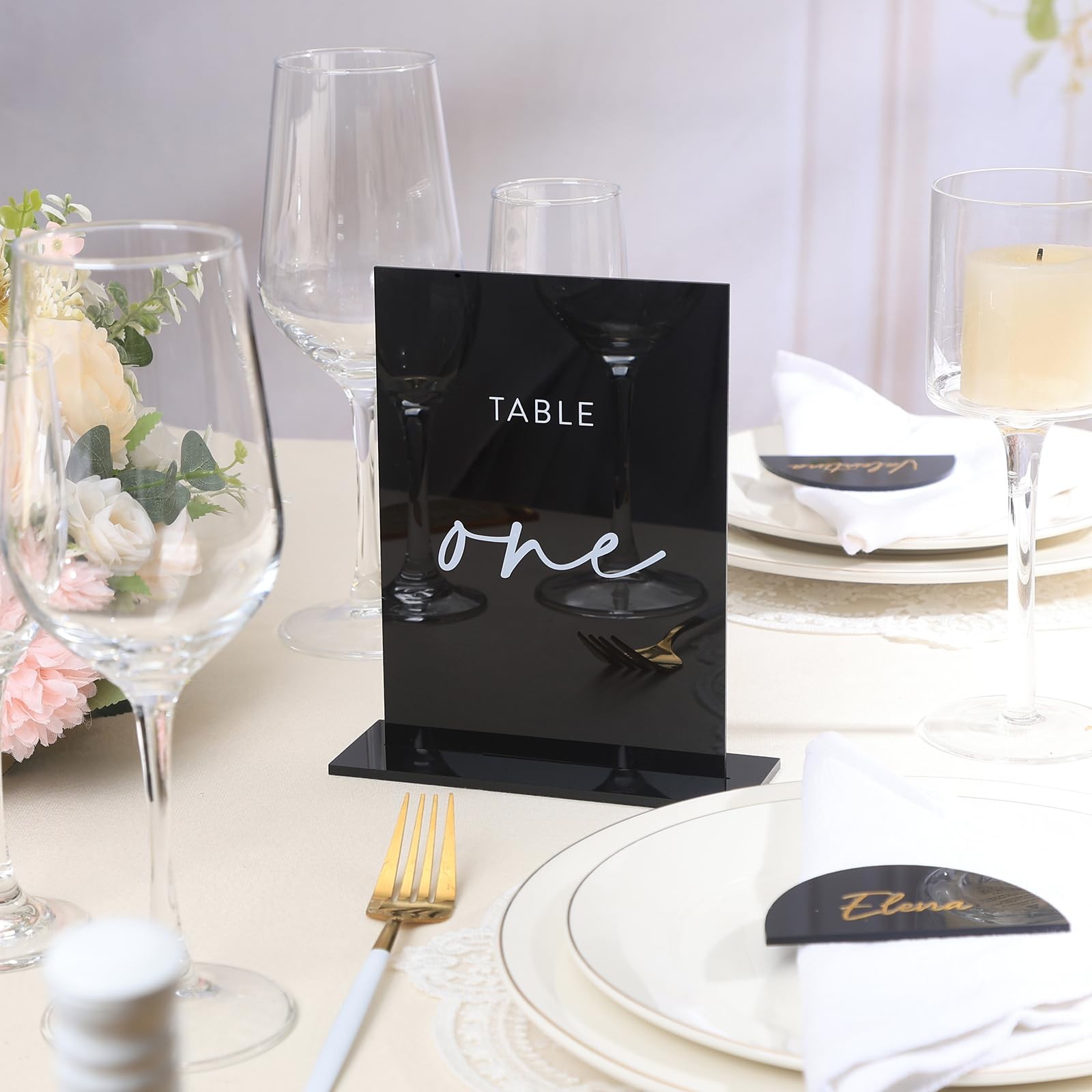 5×7 Inch Black Double Sided Acrylic Wedding Table Numbers 120 Stands