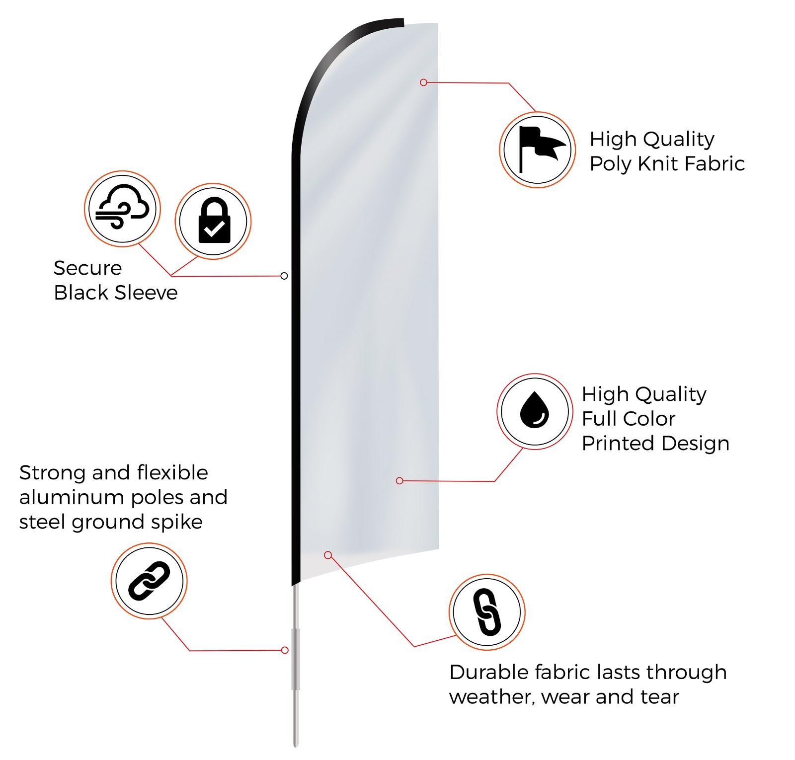Swooper Feather Flutter Tall Flag Kit | Poles, Spike, Flag | 15&prime; Assembled
