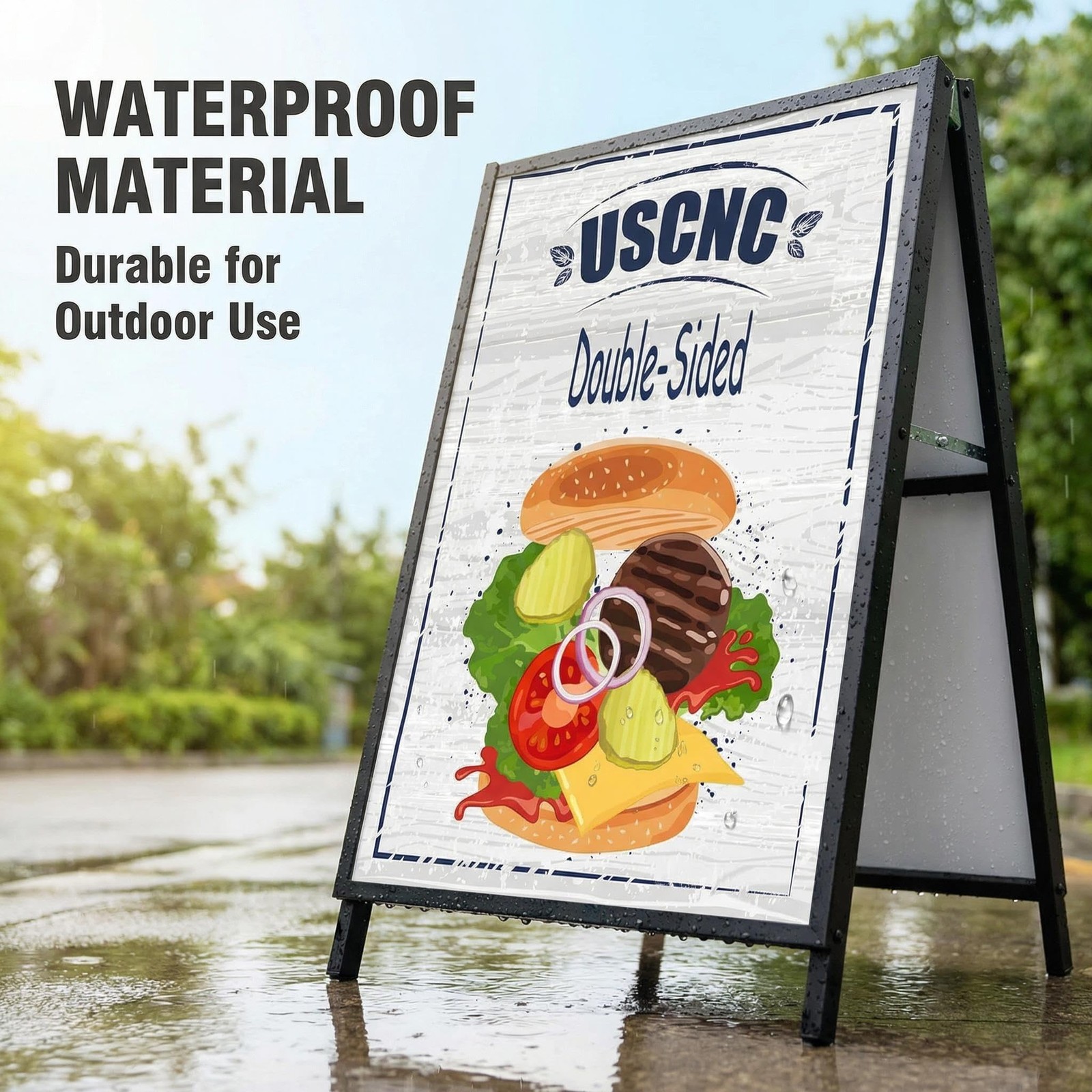 24 x 36 Inch Frame Double-Sided Folding Sandwich Board Heavy Duty Sidewalk Sign