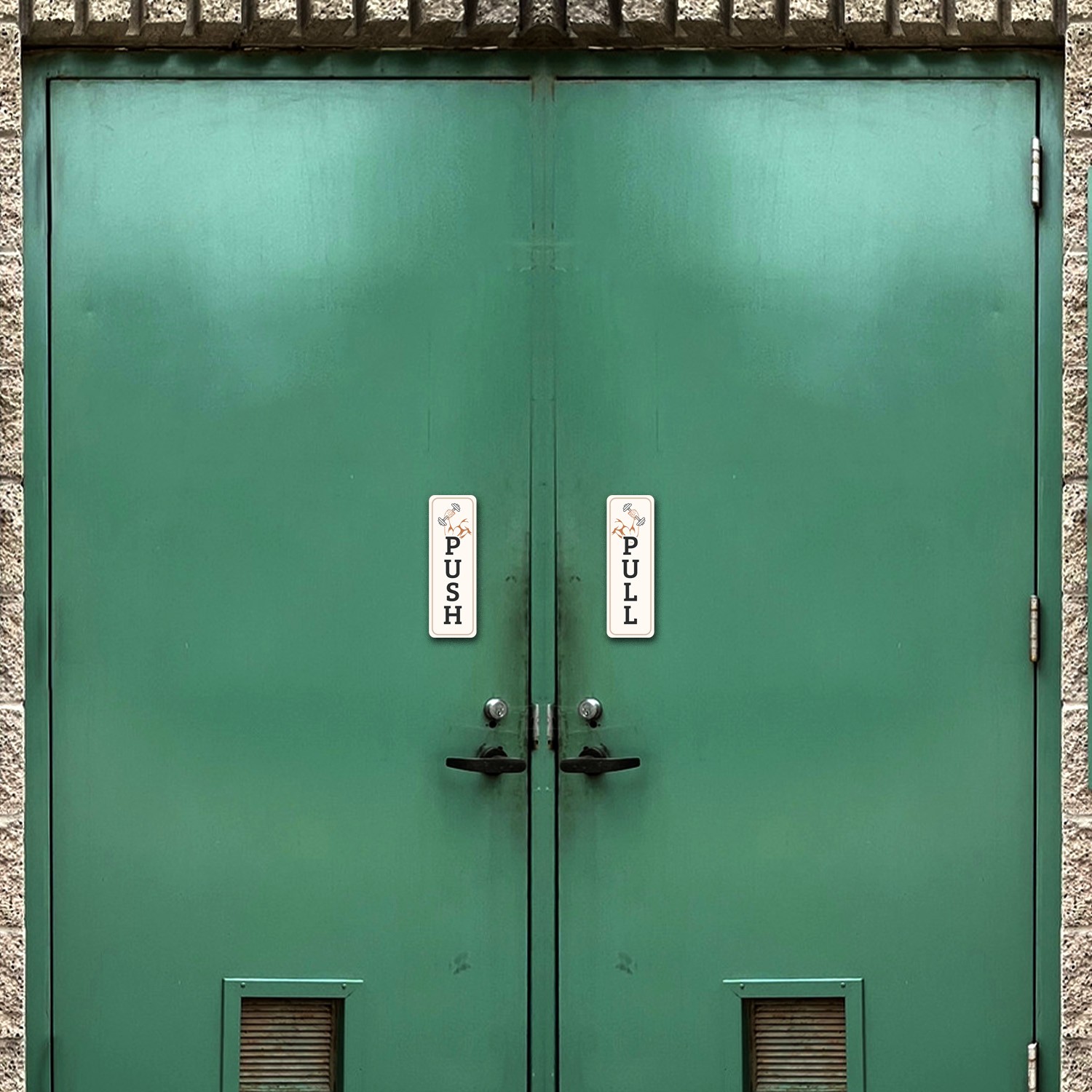 Signs ByLITA Vertical Push and Pull Door Signs (Dumbbell Weight Design)