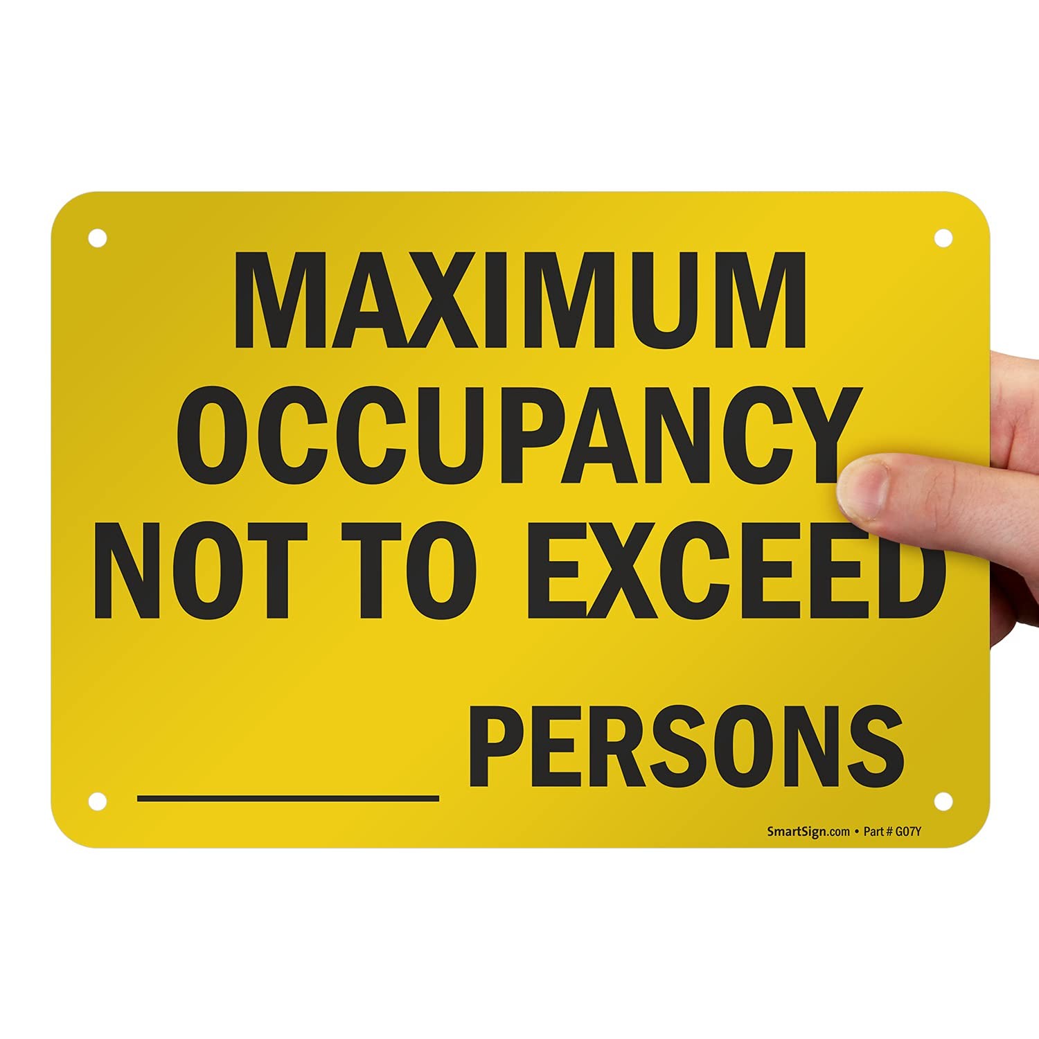 Maximum Occupancy Write-On Sign 7×10 Black Yellow HDPE Plastic Digital Print
