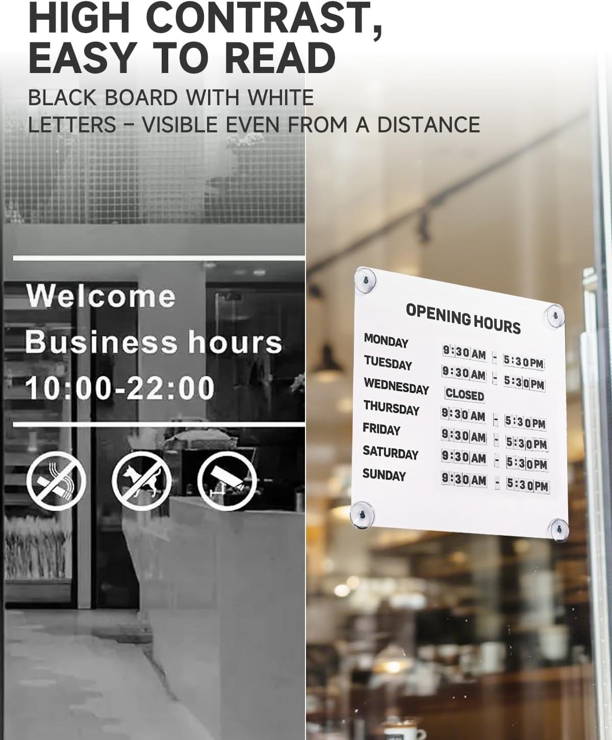Magnetic Changeable Business Hours Sign Glass Door Storefront Communication New