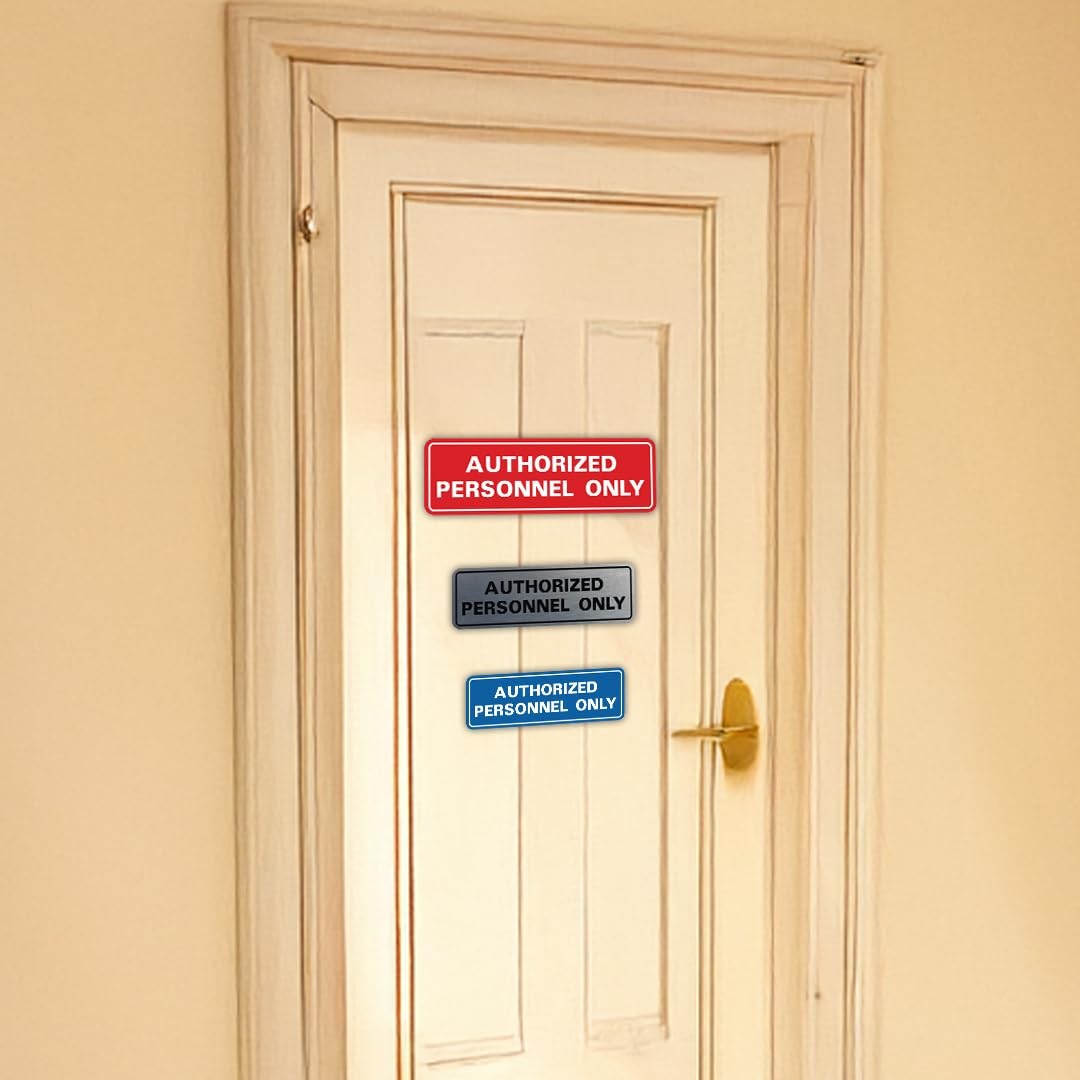 1 Pack Standard Authorized Personnel Only Wall Door Sign, White Small Secure Set