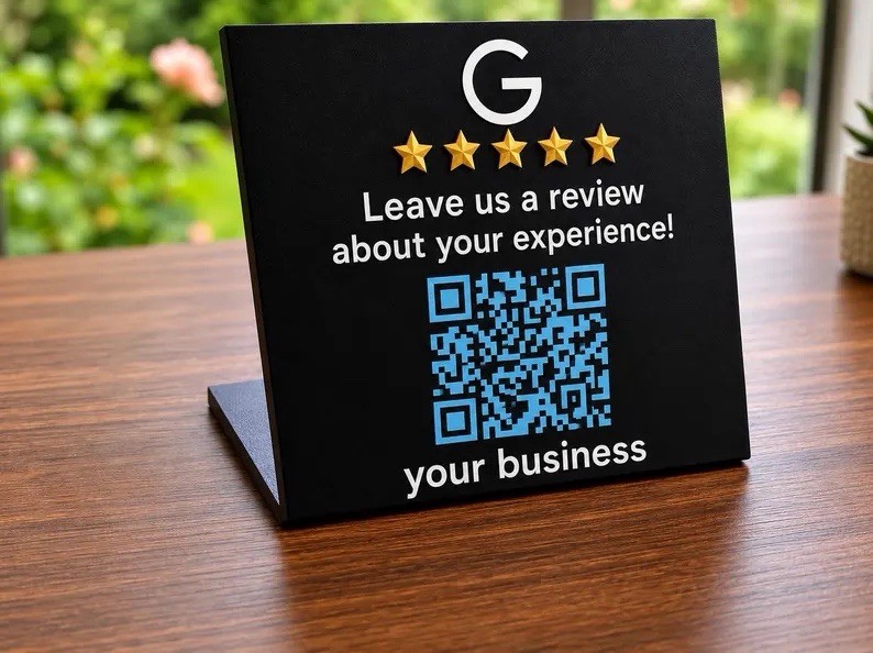 Custom Google Review QR Code Sign |Business Stand, Personalized Plaque