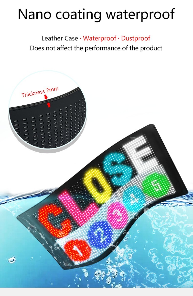 Car RGB LED Sign Scrolling Message Display Board Screen Programmable APP Control
