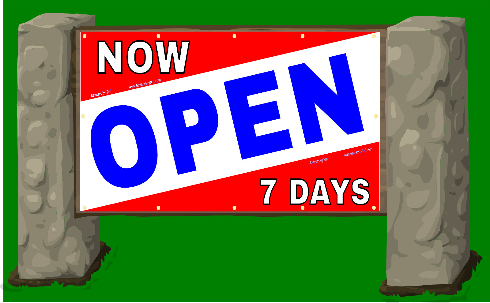 NOW OPEN 7 DAYS – Vinyl Banner Signs – Fast Shipping – USA MADE – HIGH QUALITY
