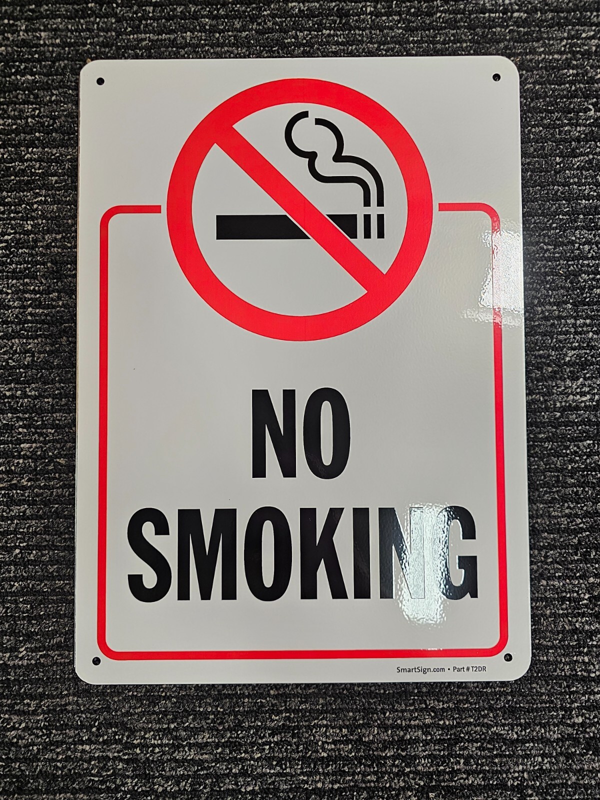 (QTY 5) SmartSign T2DR “No Smoking” Metal Sign with Symbol 40 mil 14 x 10 inch