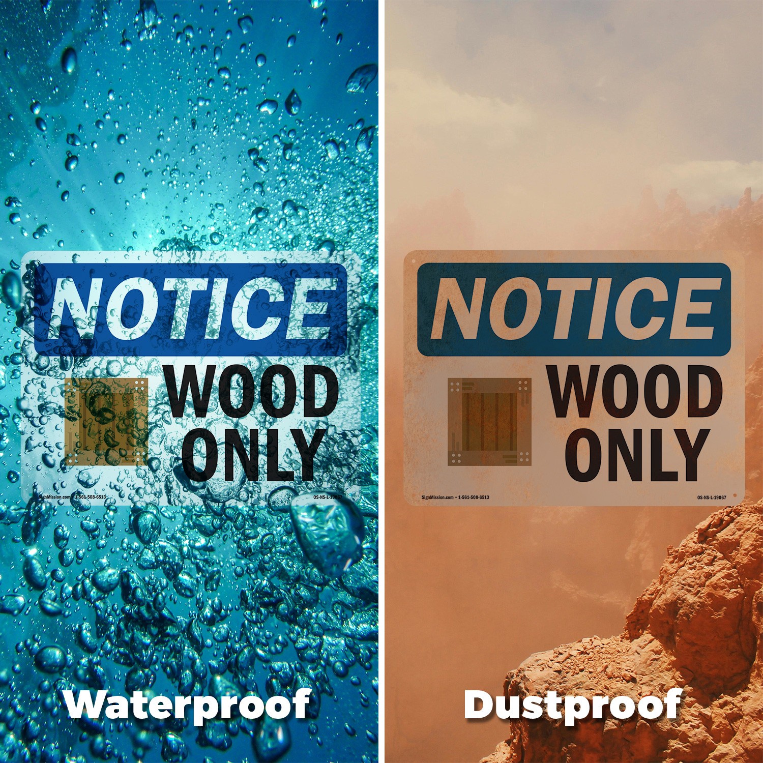 Wood Only OSHA Notice Sign Metal, Plastic, Or Decal – 5 or 10 Pack