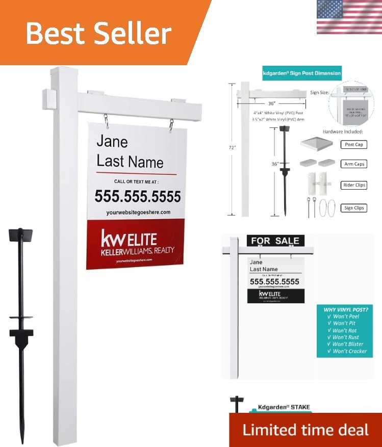 Vinyl PVC Real Estate Sign Post 6ft. Tall 4&Prime;x 4&Prime;x 72&Prime; Realtor Yard Sign Post …