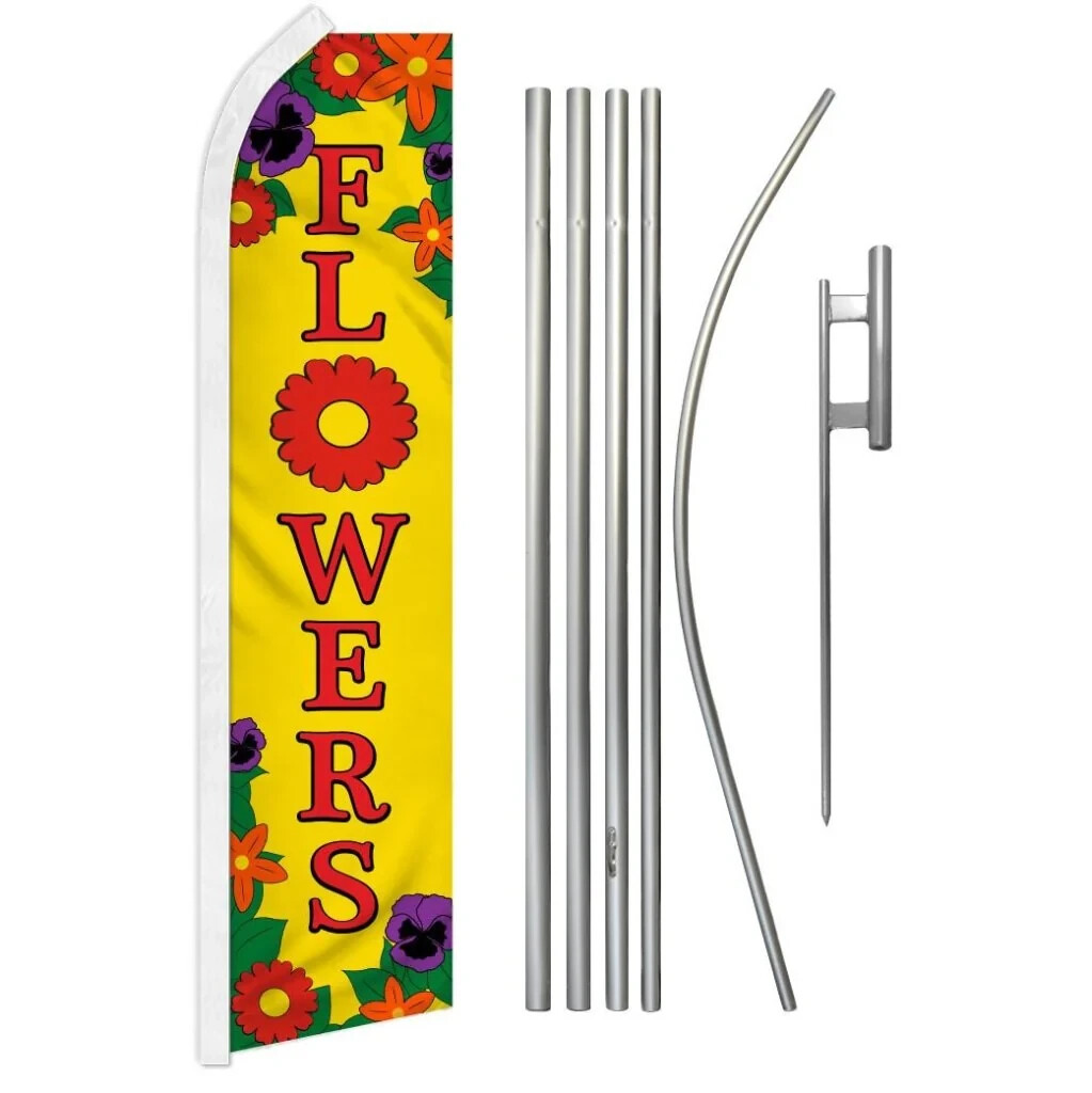Flower Shop Florist Service Variations Swooper Advertising Banner Flag Pole Kits