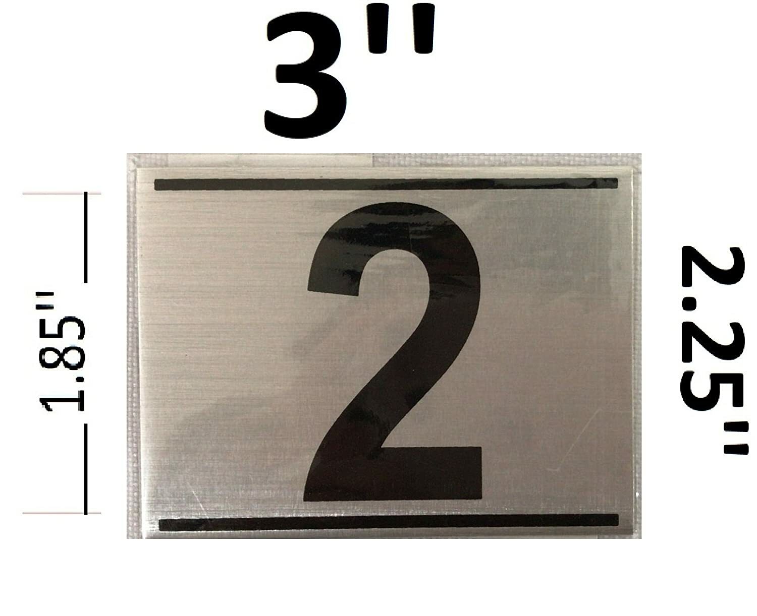 APARTMENT NUMBER TWO (2) SIGN – -BRUSHED ALUMINUM (2.25X3)–REF24-1027