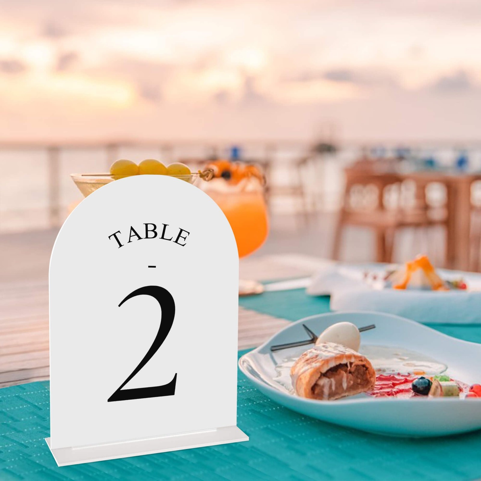 Arch Wedding Table Numbers 110 With Stands 5×7 Inch White Acrylic Black