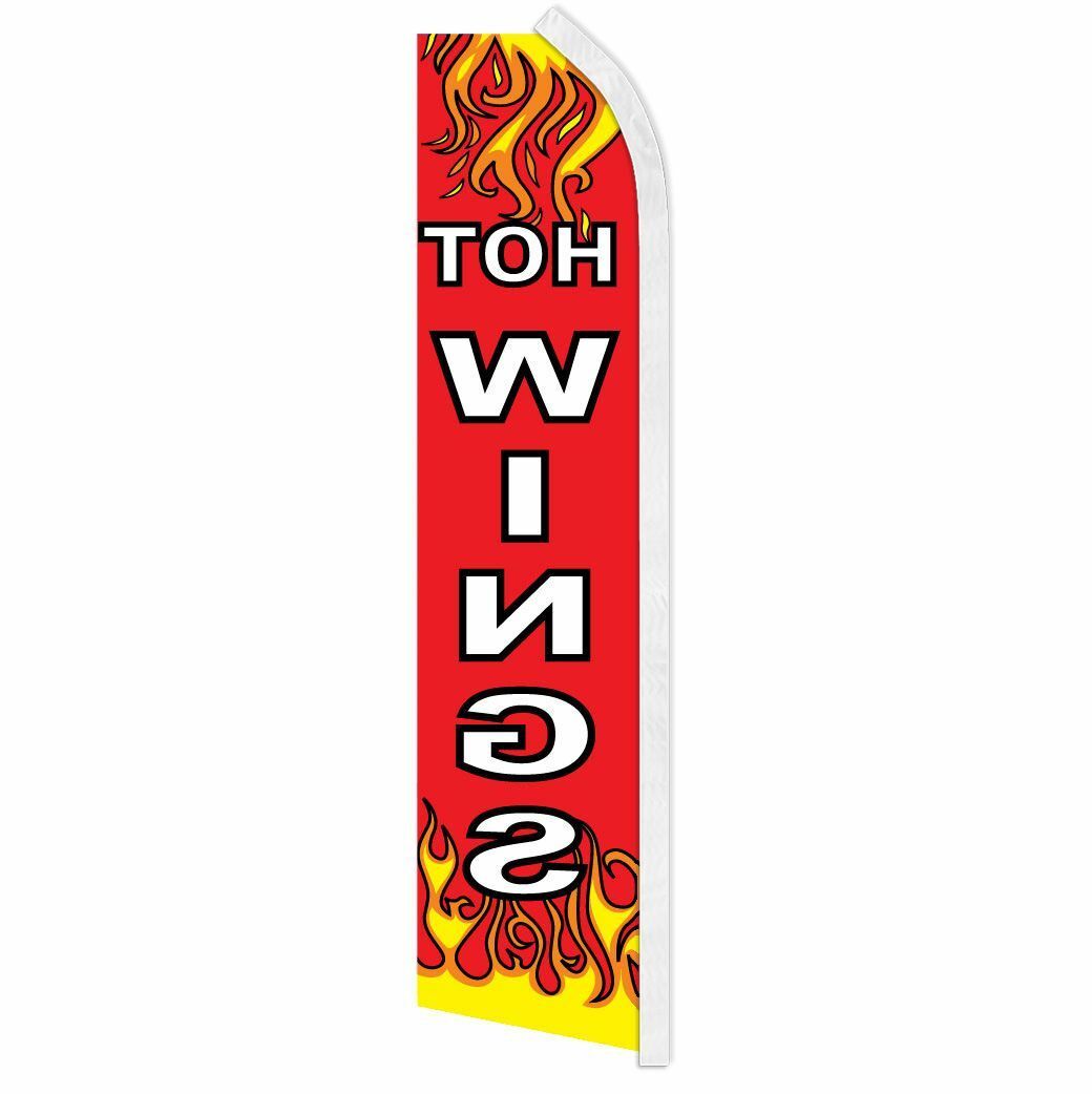 « HOT WINGS » advertising super flag swooper banner business sign bbq chicken wing