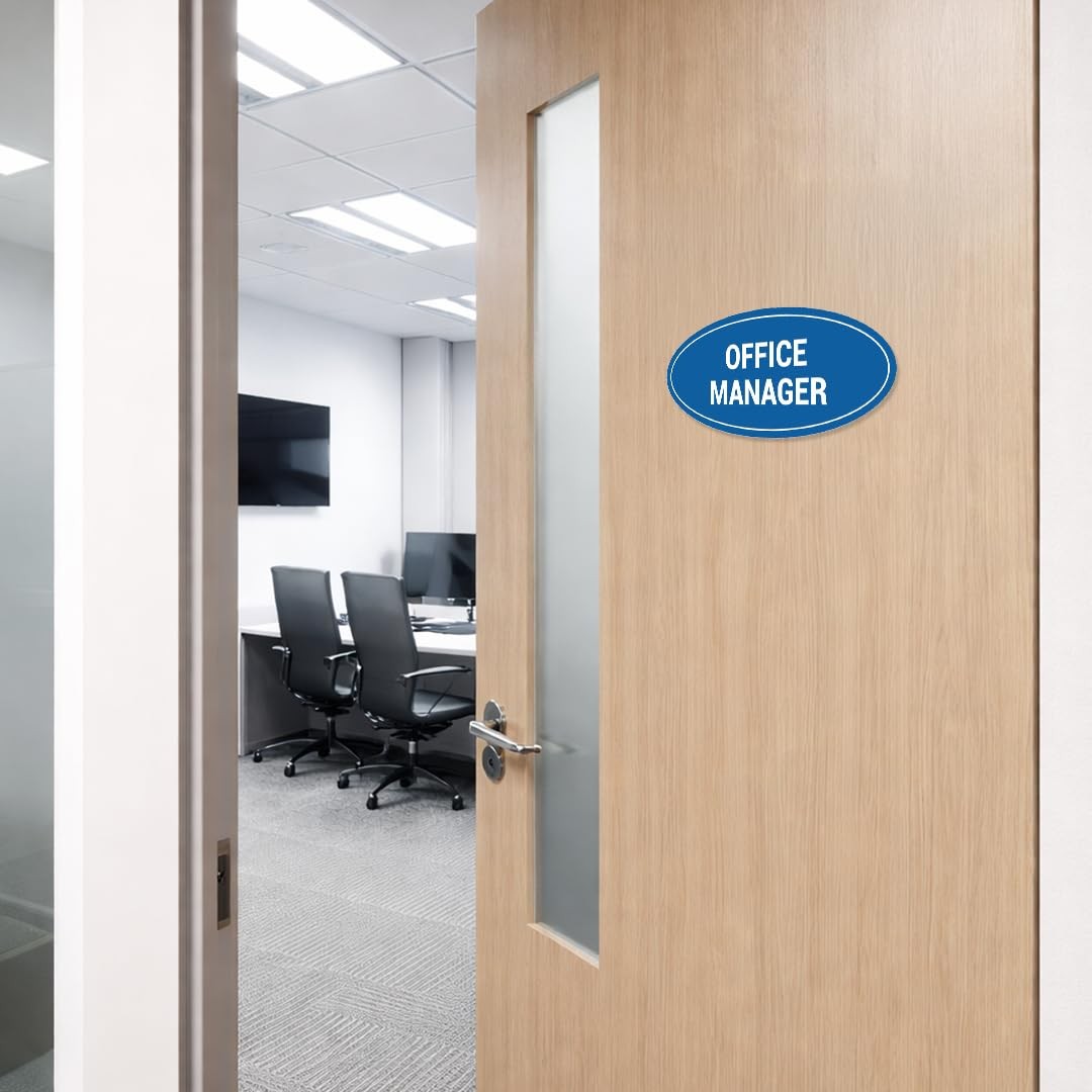 Medium Oval Office Manager Sign Brushed Gold Wall Door Plaque Signage