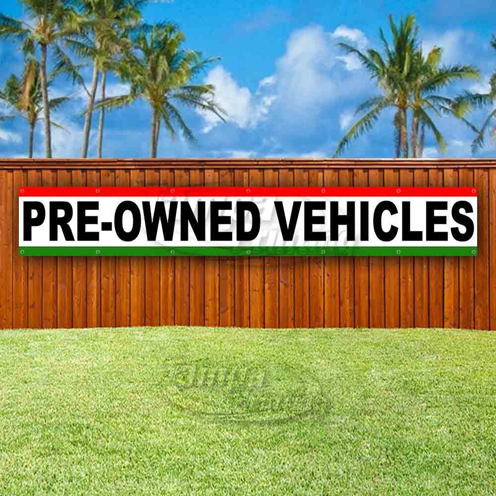 PRE-OWNED VEHICLES Advertising Vinyl Banner Flag Sign LARGE HUGE XXL