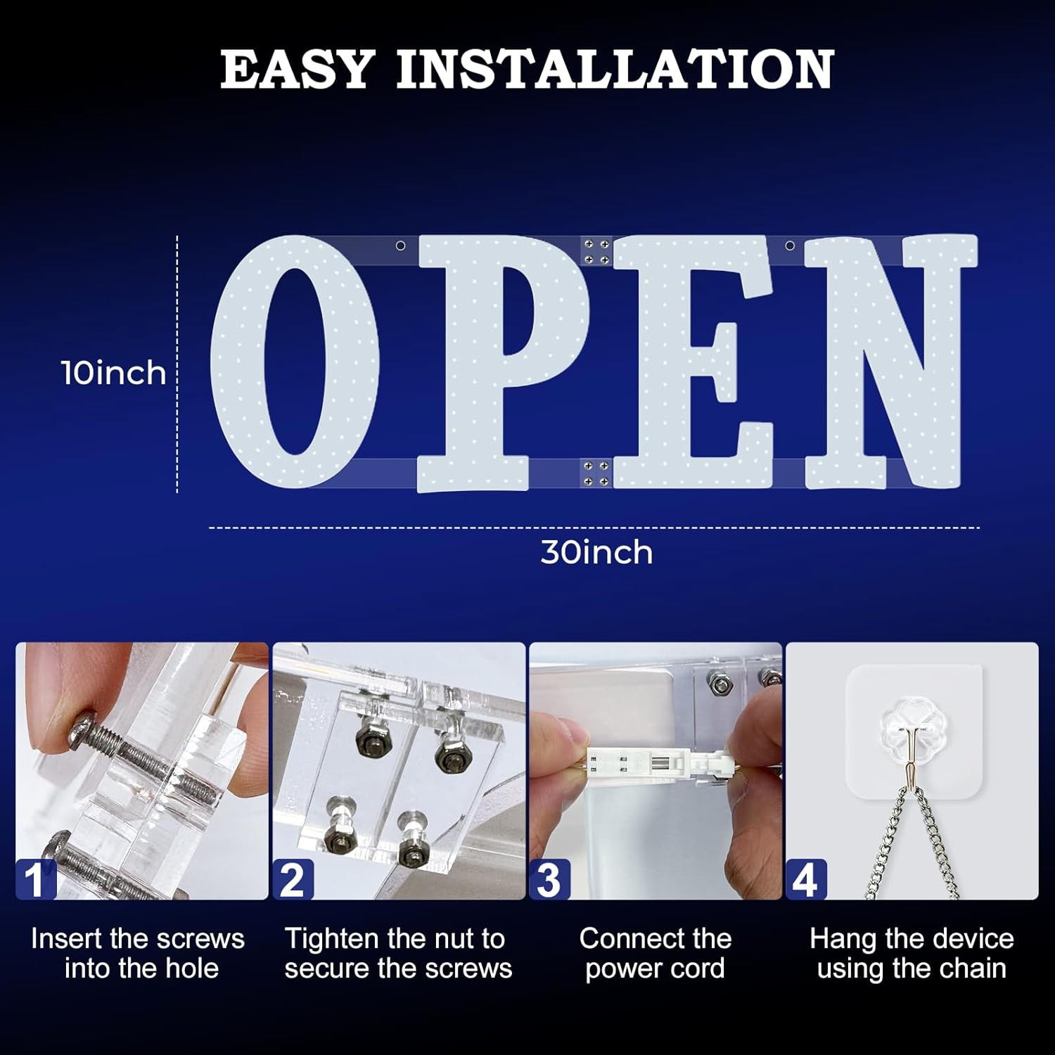 Open Sign for Business 30&Prime;X10&Prime; with Timer and Remote Control, 10 Flashing Modes