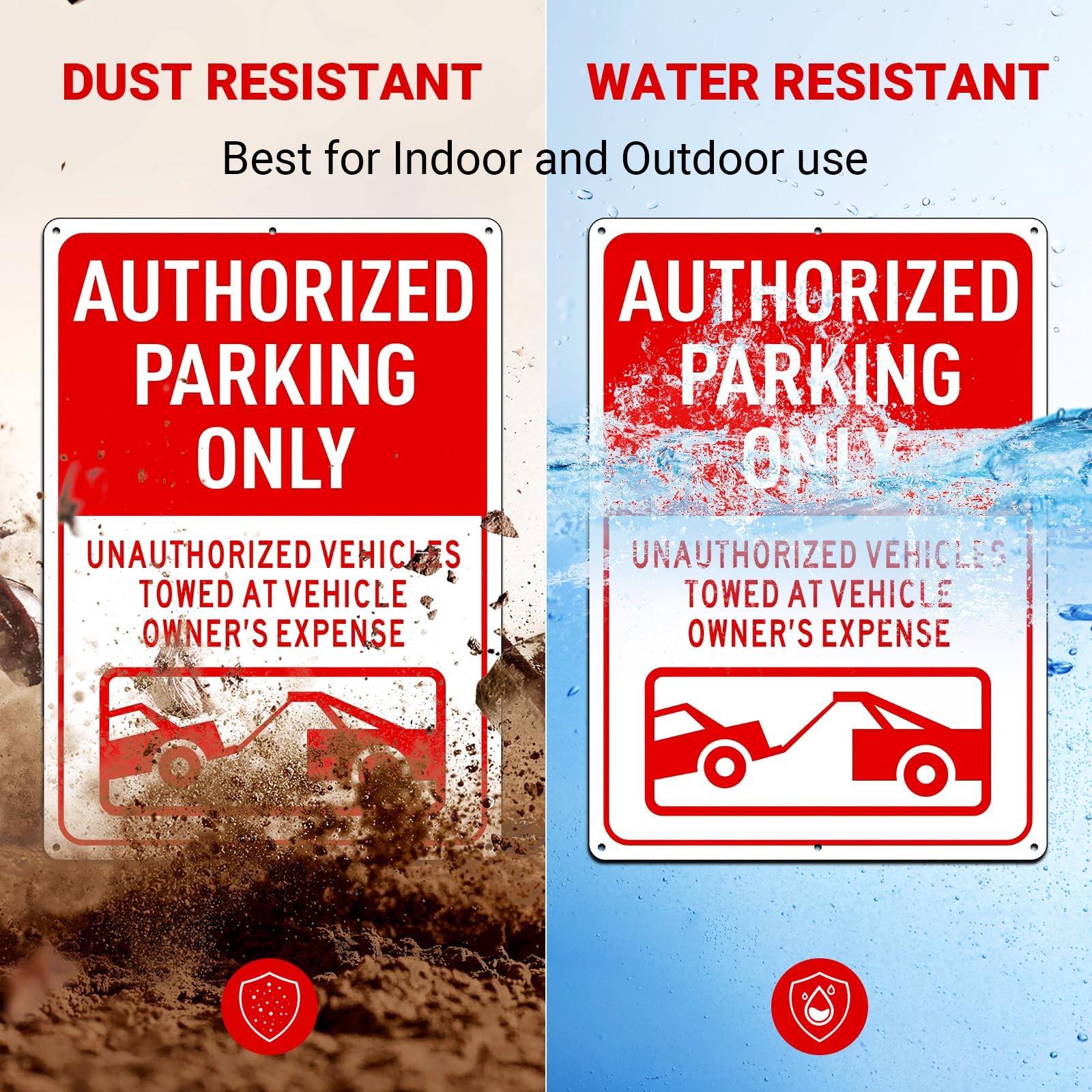2 PCS Authorized Parking Only Sign Unauthorized Vehicles Towed 14×10 Inch Metal