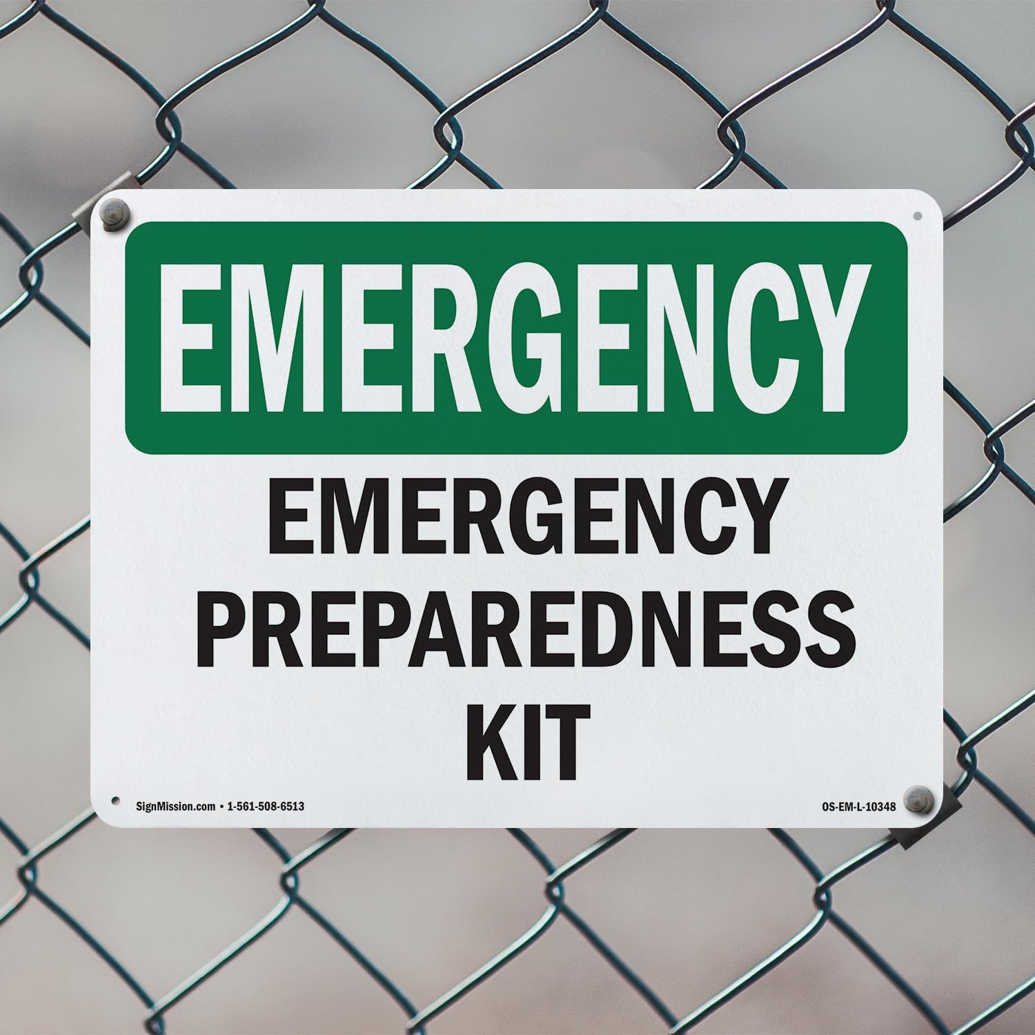 Preparedness Kit OSHA Emergency Rigid Plastic Sign 18 Inch X 12 Inch – 10 Pack