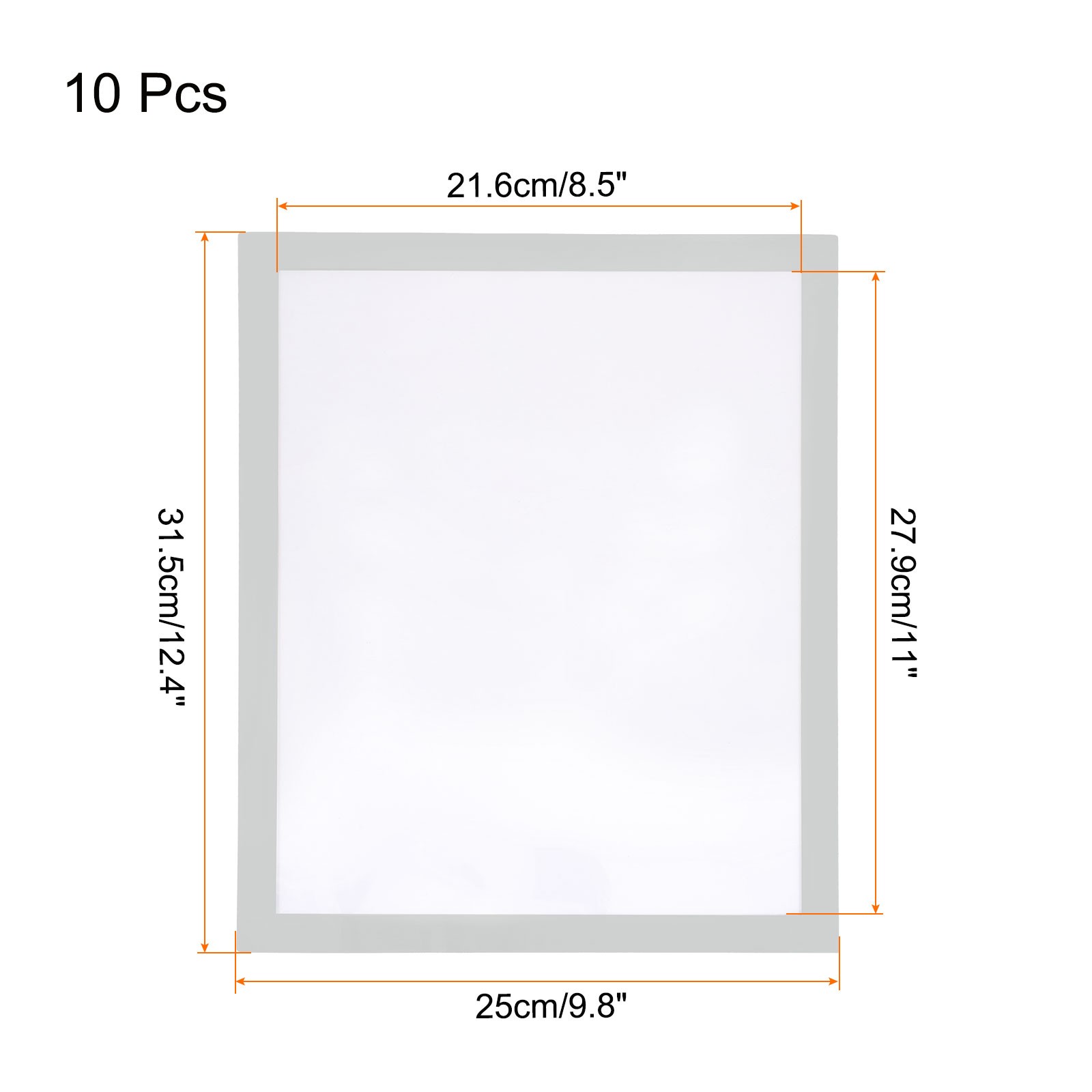 10pcs Self Adhesive Magnetic Wall Sign Holder, 8.5&Prime;x11&Prime; Frame Display,Silver