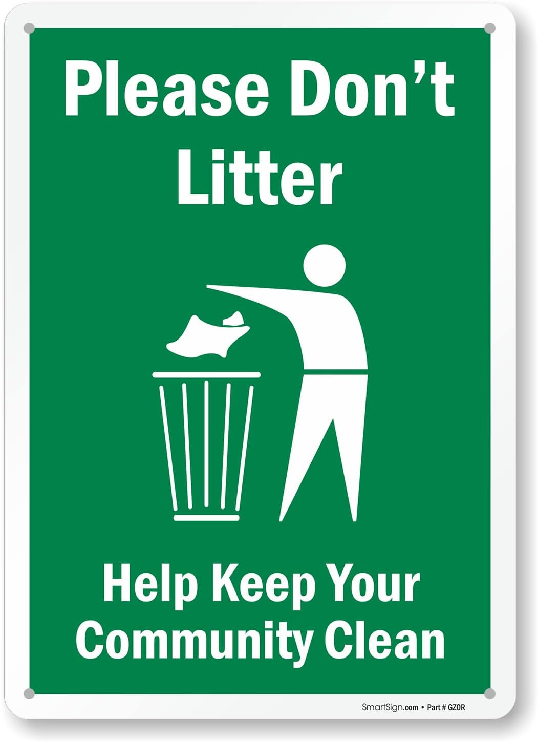 14 x 10 inch “Please Don&rsquo;t Litter – Help Keep Your Community Clean” Metal Sign,