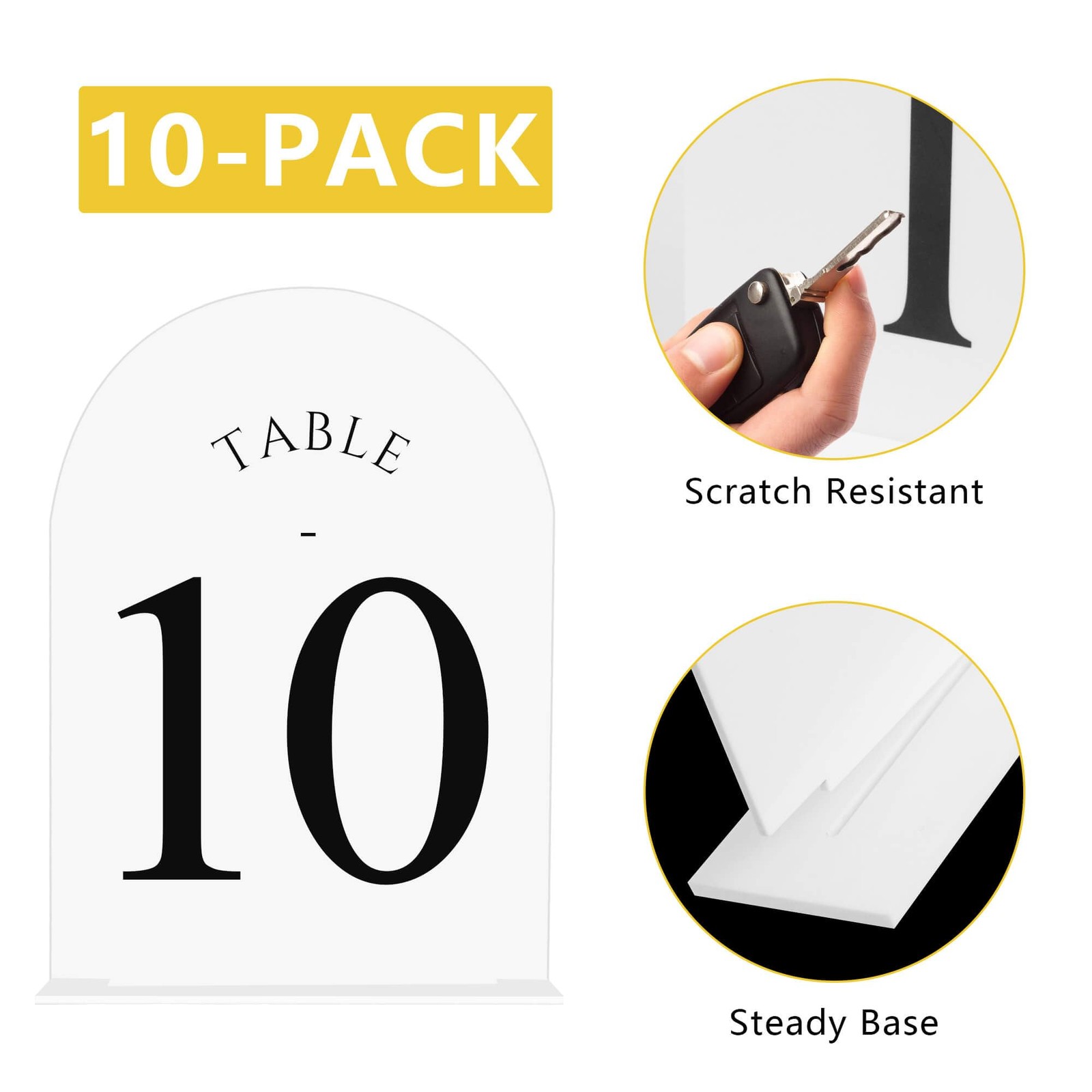 Arch Wedding Table Numbers 110 With Stands 5×7 Inch White Acrylic Black