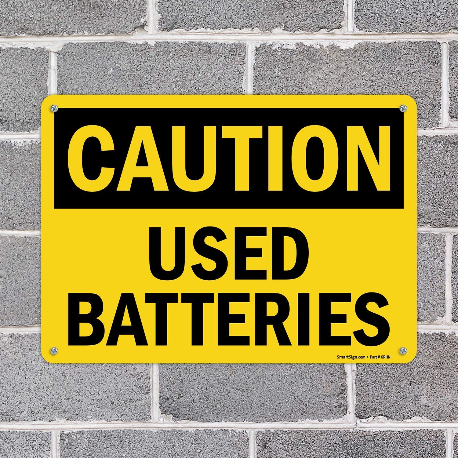 10×14 Inch Caution Used Batteries Aluminum Sign Metal Warning Safety Warning
